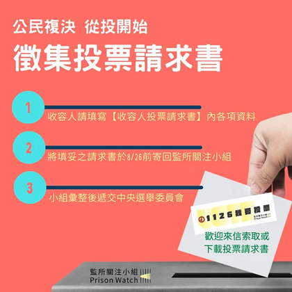 一張投不出去的票，事實上剝奪監所收容人投票權是違憲的！／陳惠敏封面圖